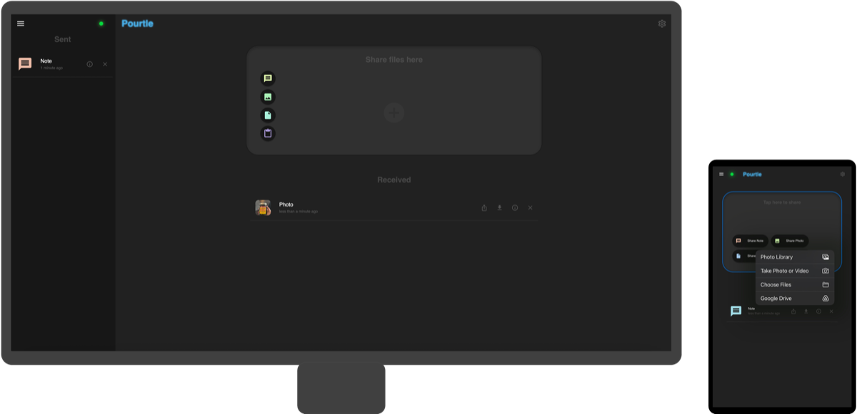 Screenshot of Pourtle user experience